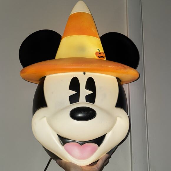 Gemmy Disney 2ft Halloween Lighted Mickey Mouse Candy Corn Hat Blow Mold Lamp - Picture 2 of 13